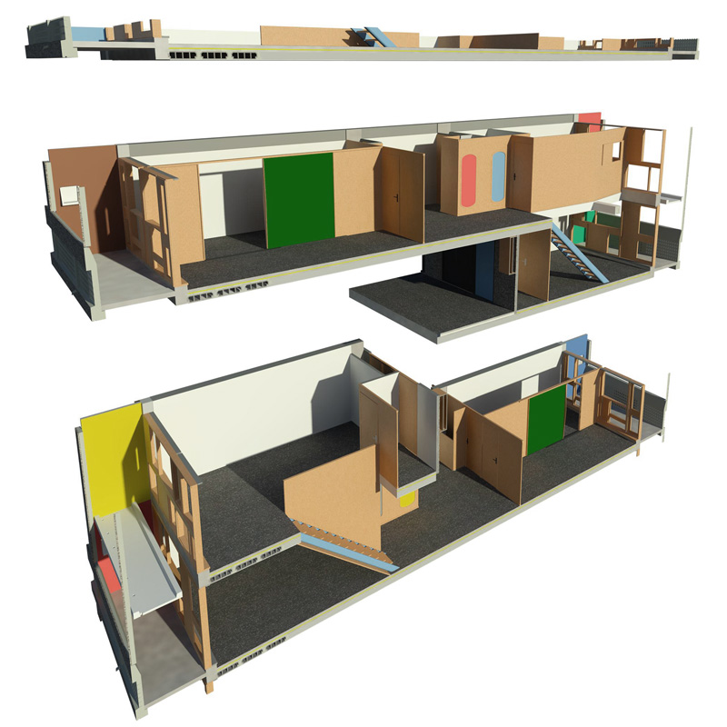 vue éclaté de 2 appartements imbriqués